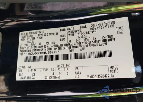 2017 Ford Escape Se z USA, uszkodzony, nr VIN 1FMCU0GD0HUB89727